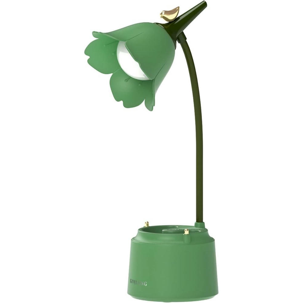 Lámpara de Escritorio LED, Recargable con batería, Infantil con Cuello Flexible y Luz Regulable (Color Verde)