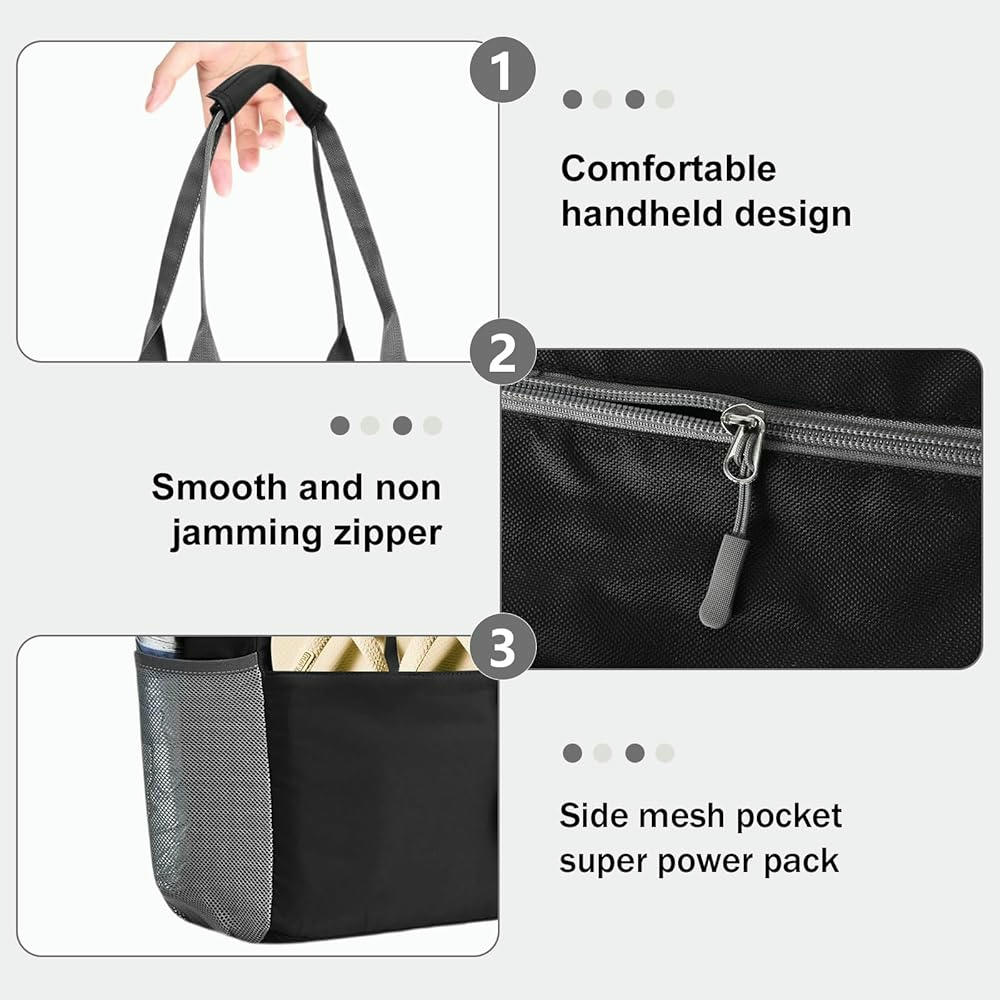 Bolsa de Playa Grande con Cremallera para Mujer, Shopper Multifuncional, Bolso de Lona con Asas para Playa, Piscina, Gimnasio y Viajes, Color Gris