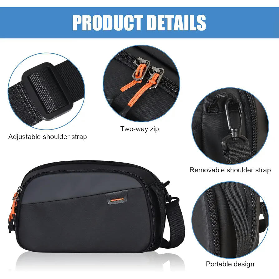 Bolsa Portable Organizador de Cables de Viaje en Poliéster Negro, Estuche para Accesorios Electrónicos y Baterías Externas (Negro)