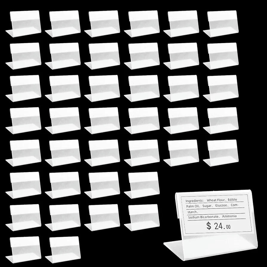 40 Etiquetas de Precio en Forma de L Expositor de Acrílico Para Mesa (5 x 8 cm, Transparente)