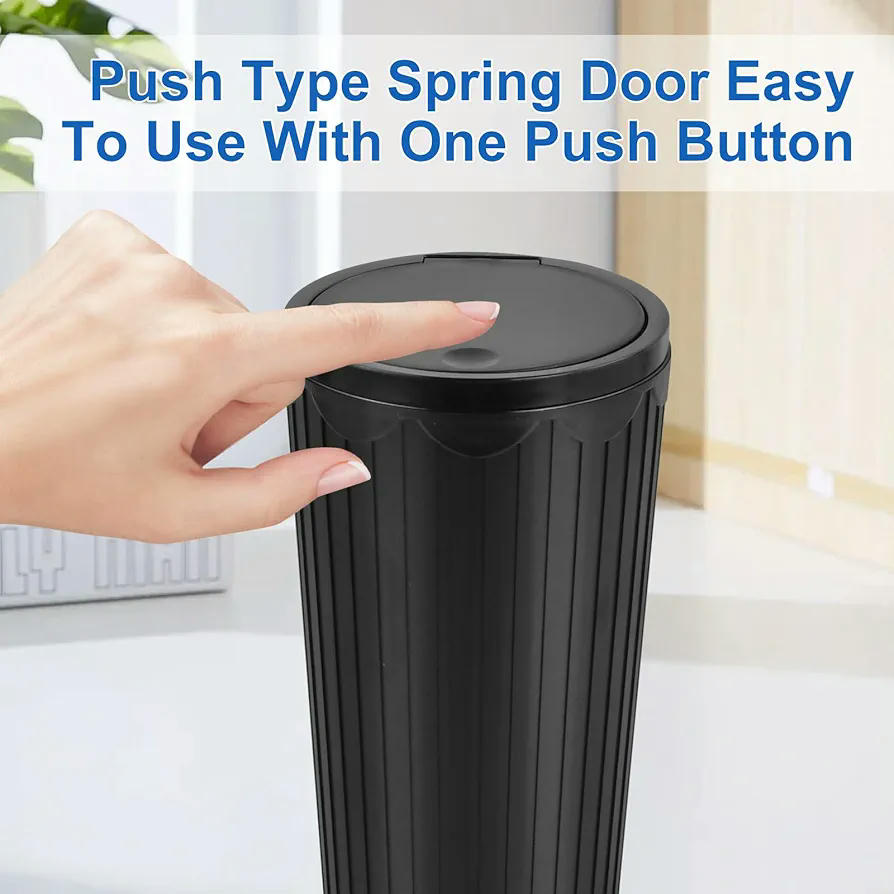 Bote de Basura para Coche Negro, Compacto y Portátil, Con Tapa y Neutralizador de Olores, Ideal para Automóviles, Hogar y Oficina, 16 cm (Color Negro)