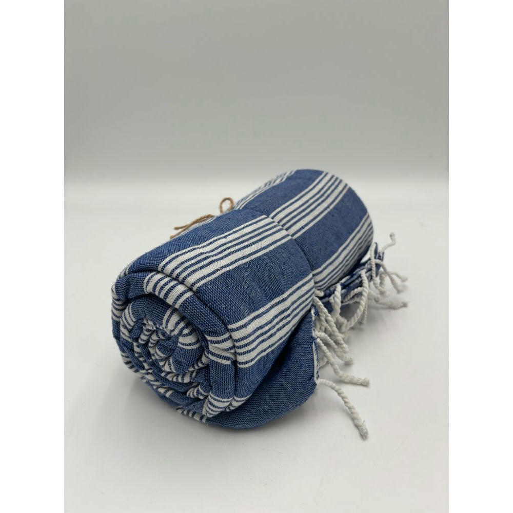 Pareo toalla Sena 95x180 azul oscuro con rayas blancas