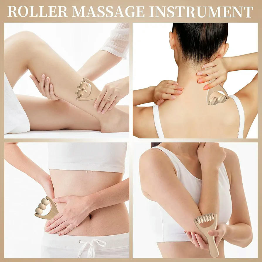 4 Rodillos de madera para masaje manual, herramientas de terapia, masajeadores para relajar músculos de manos, piernas y cuerpo