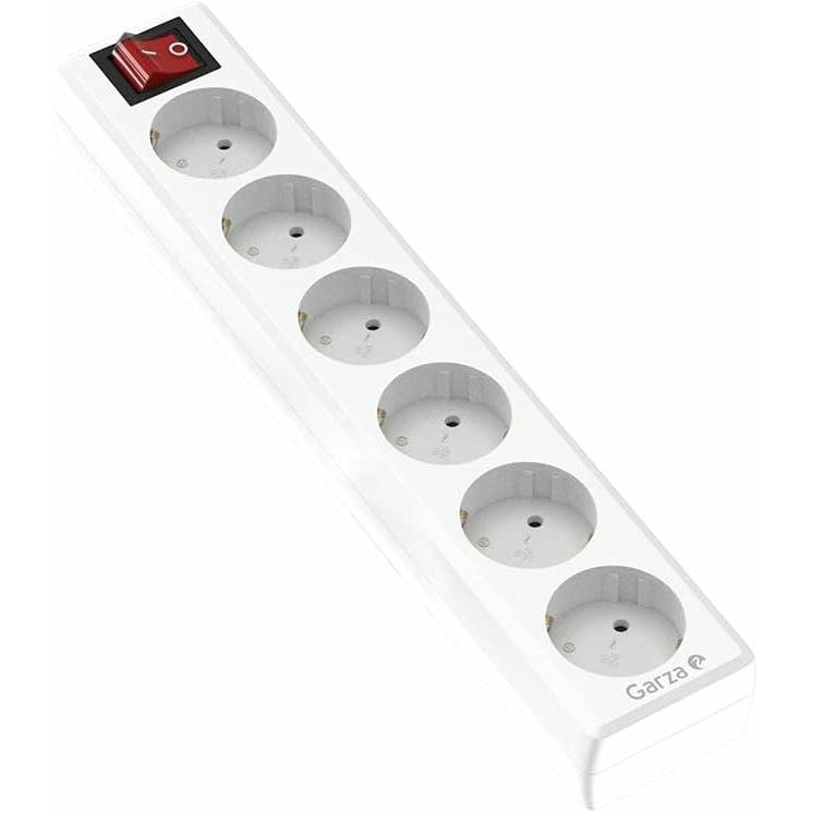 Garza regleta enchufes sin cable, blanco, 6 tomas