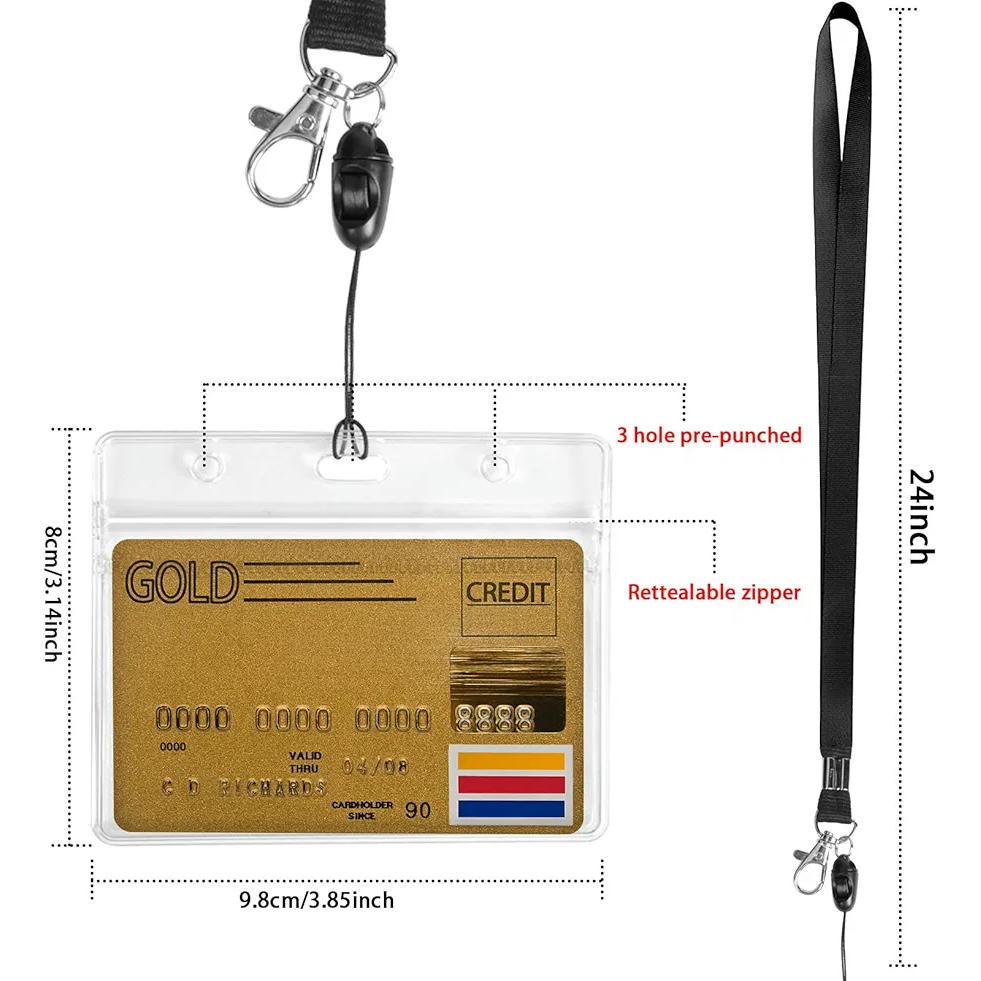Porta Credencial Retráctil 2 Piezas, Carrete Extensible con Cordón para el Cuello, Funda para Tarjeta de Identificación, Ideal para Oficina y Estudiantes