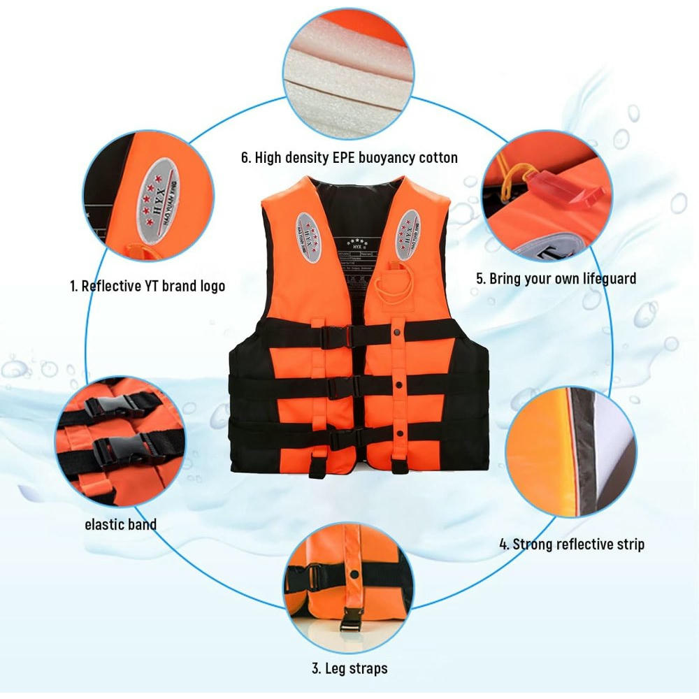 WOREVA Chaleco de Flotabilidad para Adultos, Armilla para Deportes Acuáticos, Transpirable y Seguro, Ideal para Natación, Rafting y Paddle Surf (Color Naranja) - Talla XL