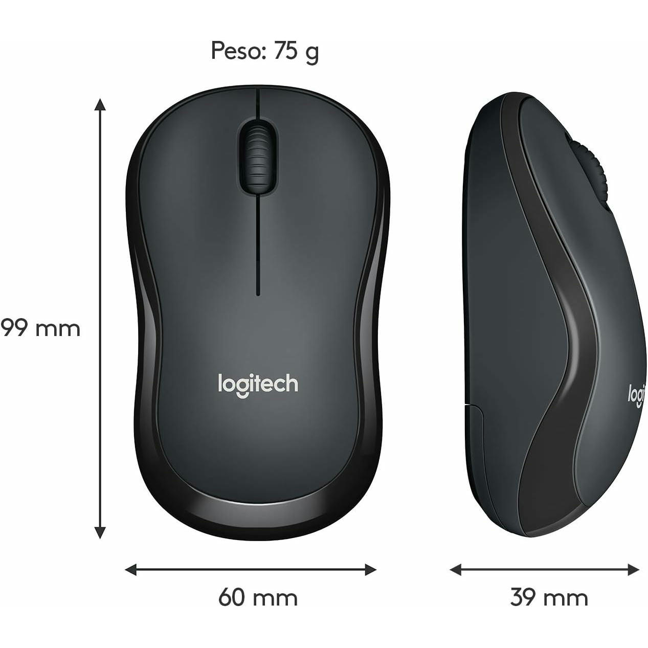 Logitech M220 SILENT Ratón Inalámbrico, 2.4 GHz, Receptor USB, Seguimiento Óptico con Resolución de 1000 dpi, Batería de 18 Meses, Ambidiestro, Compatible con PC, Mac, Portátil - Gris