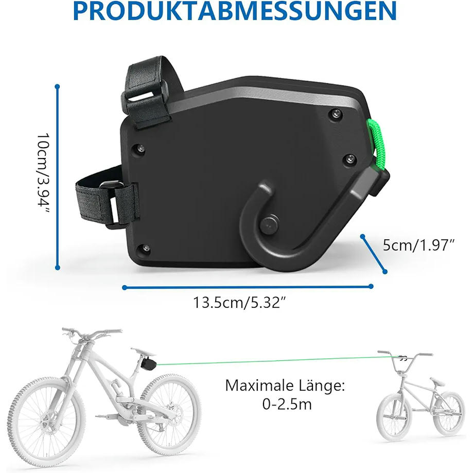 Cuerda de Remolque para Bicicleta Infantil de 2.5 m, Cuerda Retráctil de Tracción para Padres e Hijos, Compatible con Bicicletas de Montaña y Comunes, Soporta 230 kg