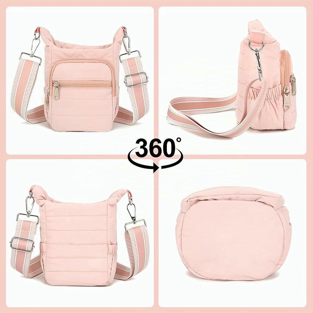 Bolsa de Transporte para Botella de Agua con Correa y Bolsillo para Teléfono, Rosado