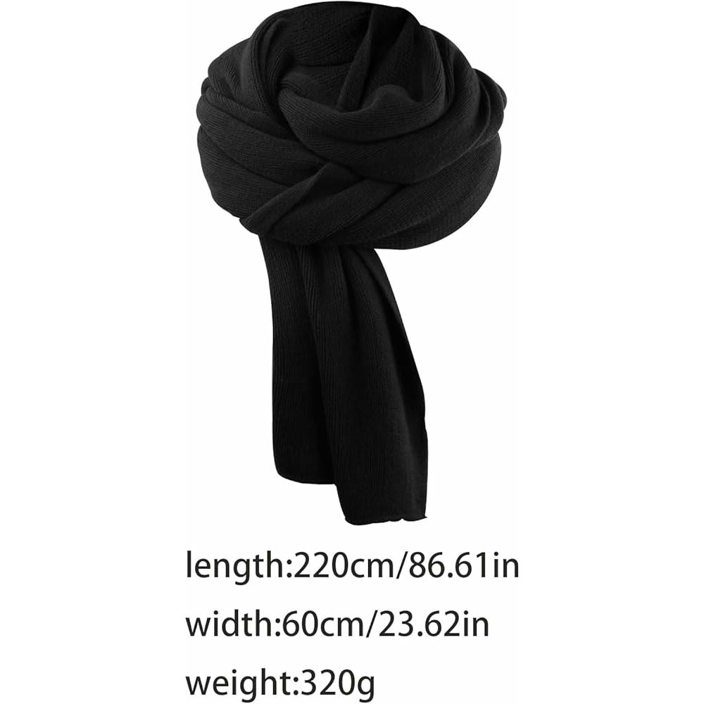 Bufanda de invierno unisex, 200 x 60 cm, punto acrílico, suave y térmica, ideal para exterior, color gris