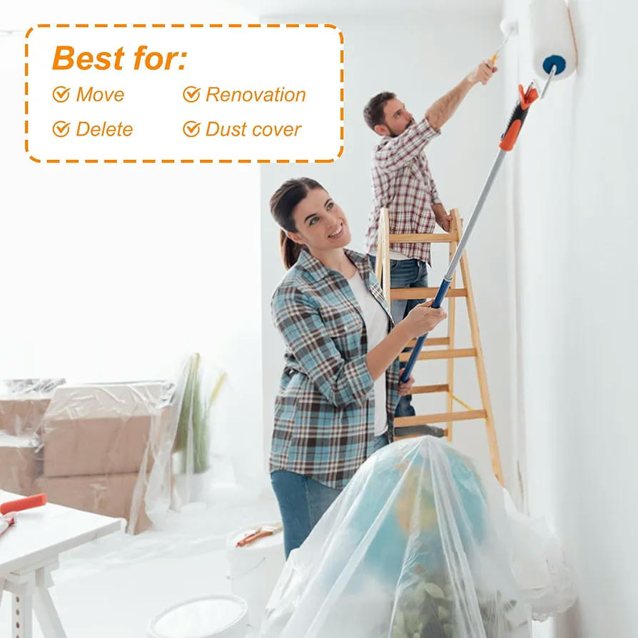 Rollo de película antipolvo 400 cm x 20 m, plástico protector para muebles, cubre todo, película enmascaradora para pintura y decoración