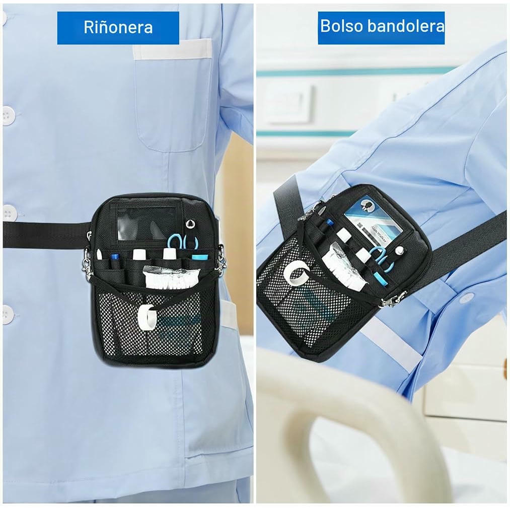 Riñonera para Enfermeras, Bolsa de Trabajo con Cinturón para Accesorios Médicos (Negro) - No incluye accesorios