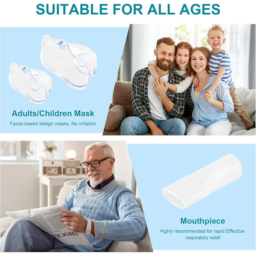 Nebulizador portátil, ideal para niños y adultos, máquina de aerosoles silenciosa para uso doméstico y viajes, incluye boquilla y máscara