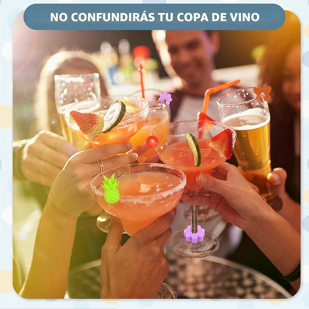 Marcadores de Copas Vistosos, 68 Piezas Reutilizables de Silicona para Vino, 6 Formas Creativas para Fiestas y Uso Diario (Multicolor)