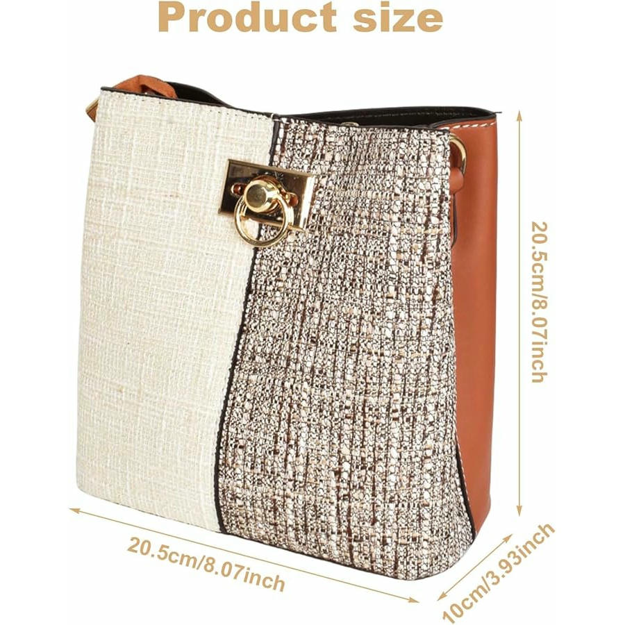 Bolso de hombro pequeño para mujer con correa ajustable y diseño elegante (marrón, beige)