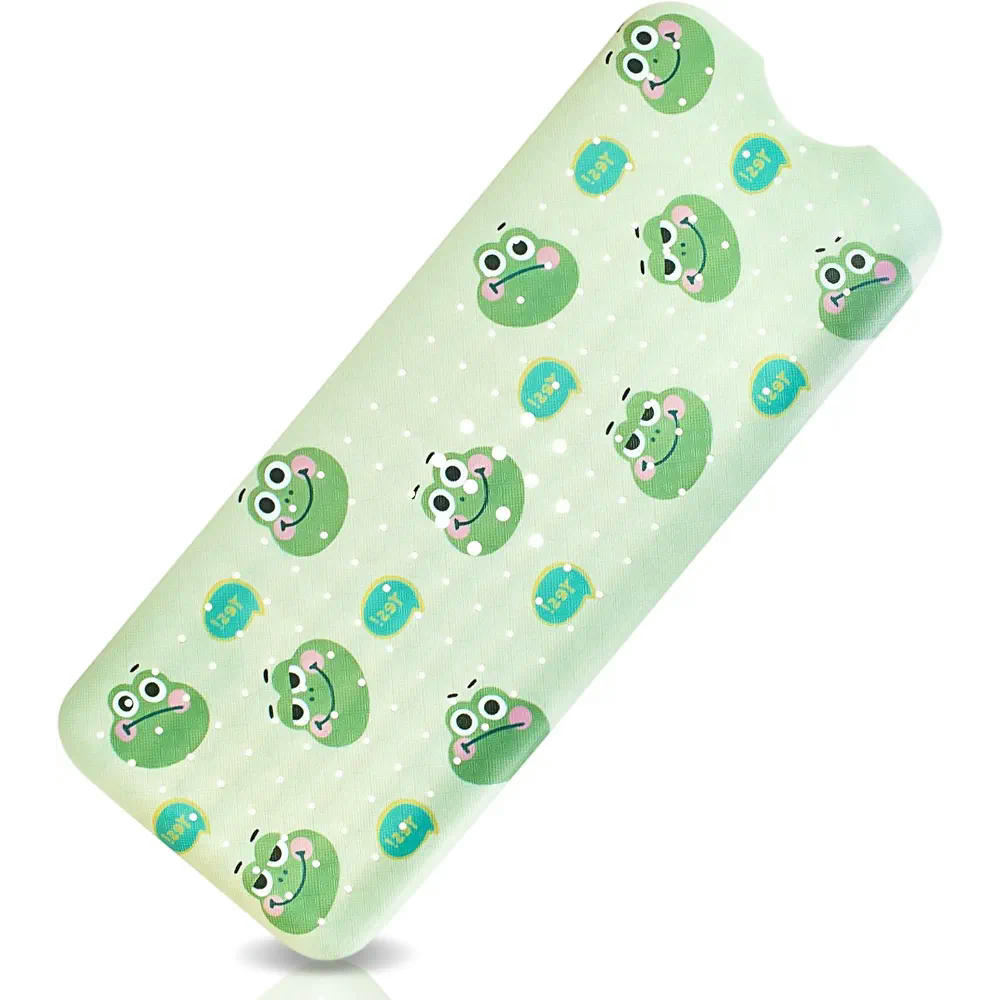 Alfombra Bañera Antideslizante Infantil 100 x 40 cm, Verde con Sapos, Lavable y Resistente al Moho, Sin BPA