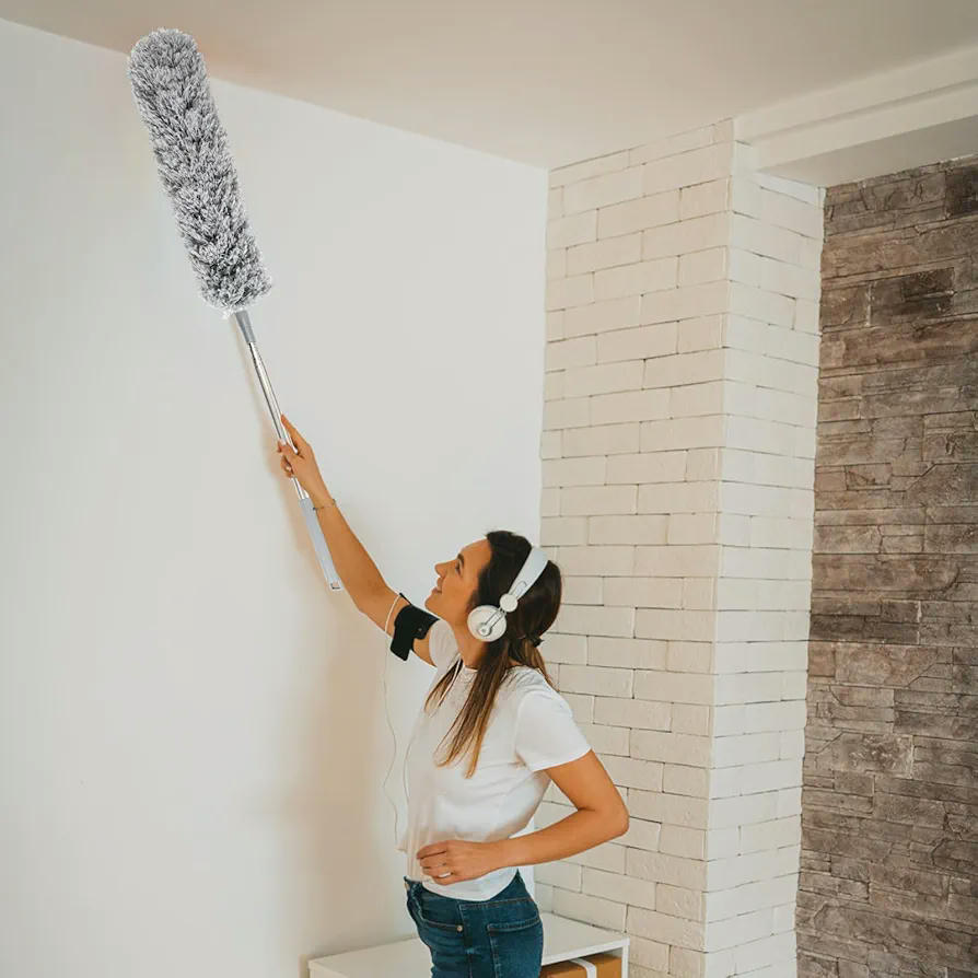 Plumero Telescópico Extensible, Juego de 13 Plumeros de Microfibra para Limpieza de Techos, Persianas y Zonas Altas