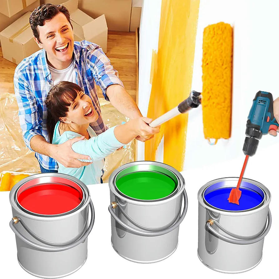 4 Piezas Paletas Mezcladoras de Resina para Taladro de 1/4" - Mezclador Reutilizable para Pinturas y Esmaltes (Multicolor)