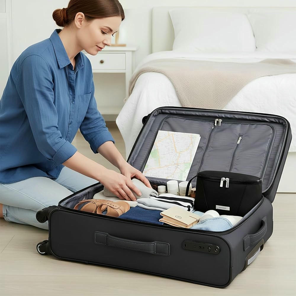 Bolsa de Cosméticos Impermeable para Mujer, Neceser de Maquillaje Ligero, Estuche Organizador con Abertura Ancha, Ideal para Viajes y Uso Diario (Negro)