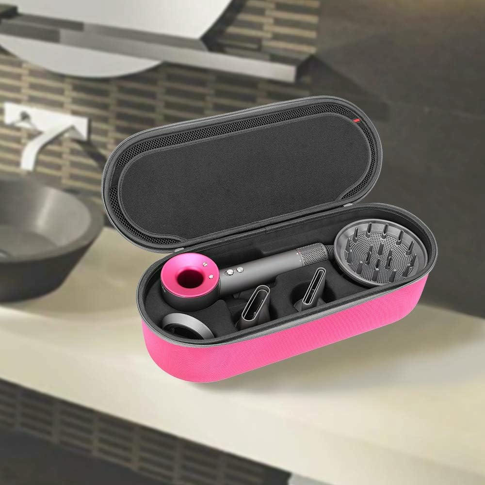 Estuche rígido para accesorios de secador de cabello Dyson, resistente y duradero, ideal para transporte y almacenamiento seguro (color rosa)