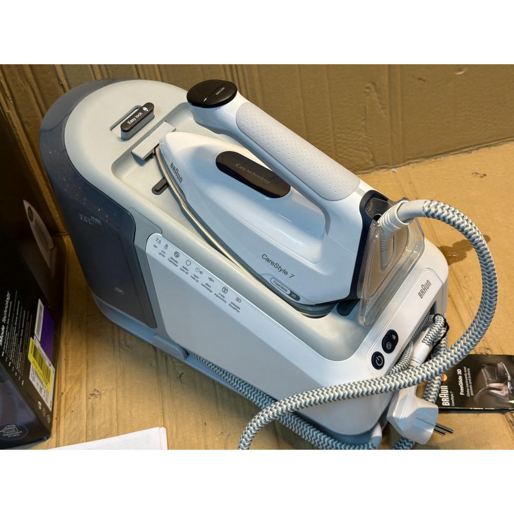 Braun CareStyle 7 IS7262GY, Centro de Planchado con Generador de Vapor Profesional, FreeGlide 3D, iMode e iCare, Planchado Vertical, Ultimate FastClean, Depósito Extraíble 2 L, 2700W, Violeta