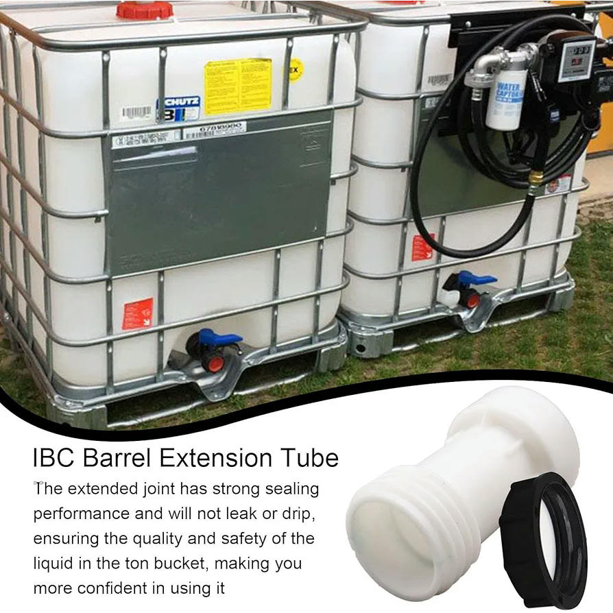 Adaptador IBC S60x6, extensión para grifo, accesorio compatible para contenedores IBC, tubo de extensión con junta de PVC