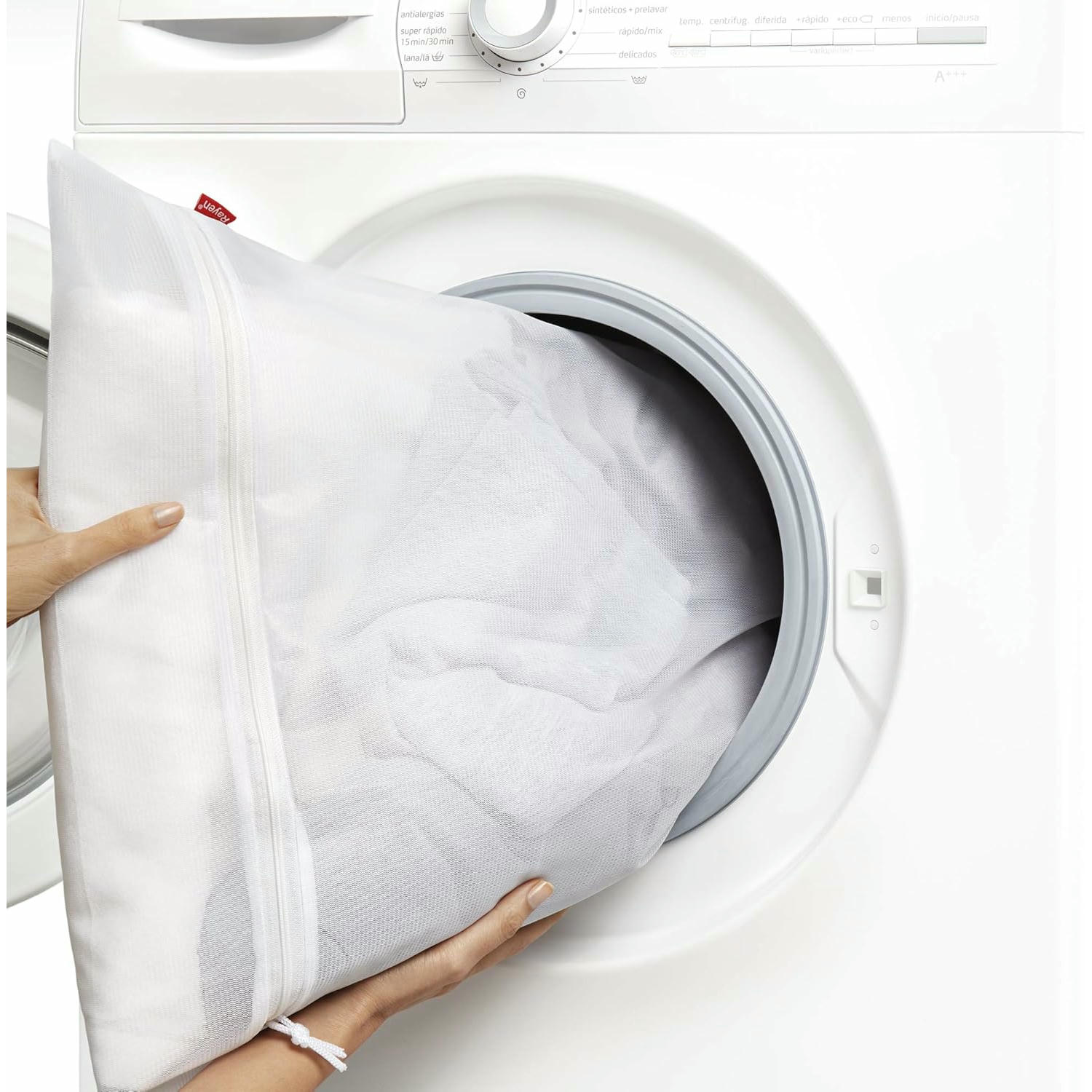 Rayen Rentadora i Assecadora bugaderia | Fundeta per a la bugada amb Cremallera | Bossa Protectora Reutilitzable per al Rentat de Roba | Mida M | 1 unitat, Blanc | 50 x 70 cm