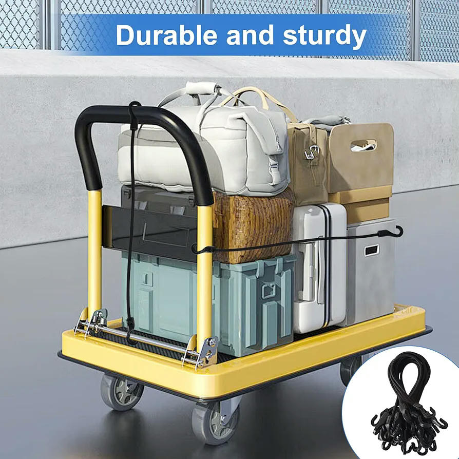 15 Piezas de Cuerdas Elásticas de 31 cm con Ganchos para Sujeción y Transporte (Negro)