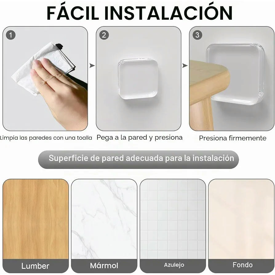 12 Piezas Topes De Puerta Transparentes Autoadhesivos Cuadrados de Silicona