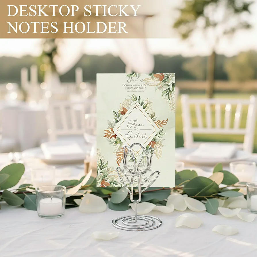 30 Piezas de Soporte para Fotos y Tarjetas con Clip para Bodas y Eventos - Diseño Corazón, Tulipán y Diamante (Plateado)