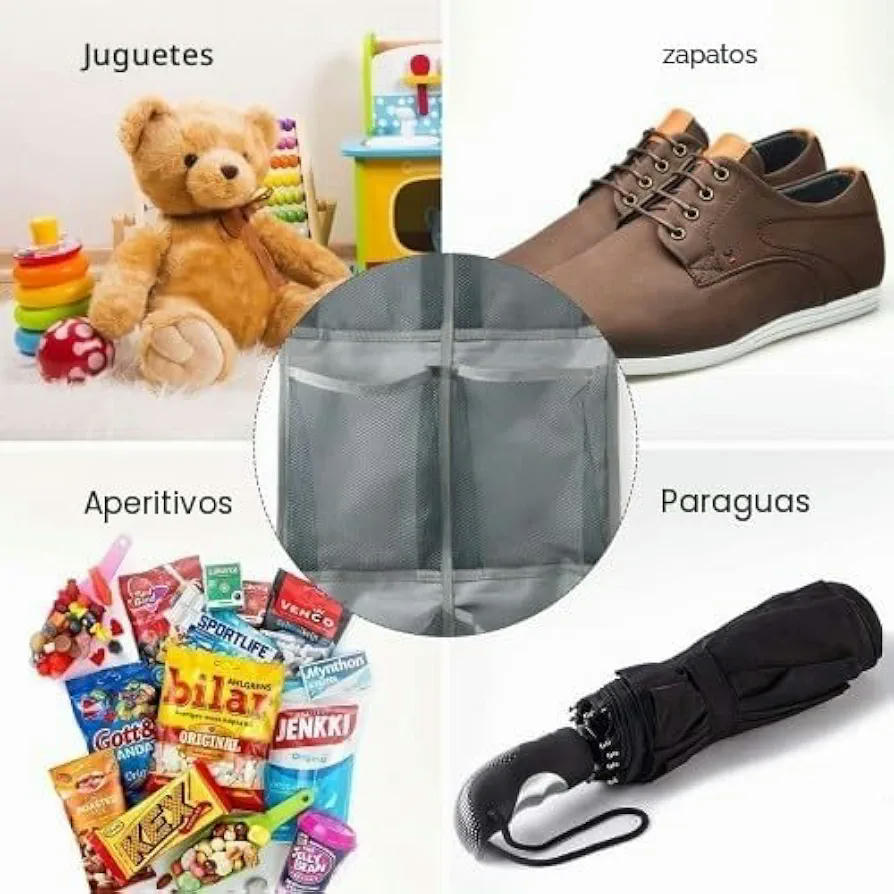 Organizador de Zapatos para Puerta con 6 Bolsillos Ahorro de Espacio y Malla Transpirable (Gris)