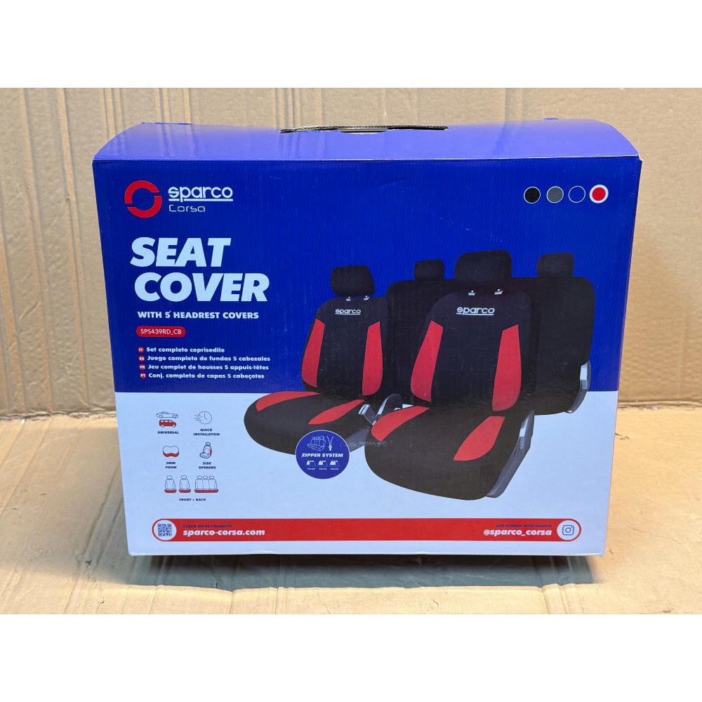 Sparco SPCS439RD Juego Completo de Fundas de Asiento Universales, Color Rojo/Negro