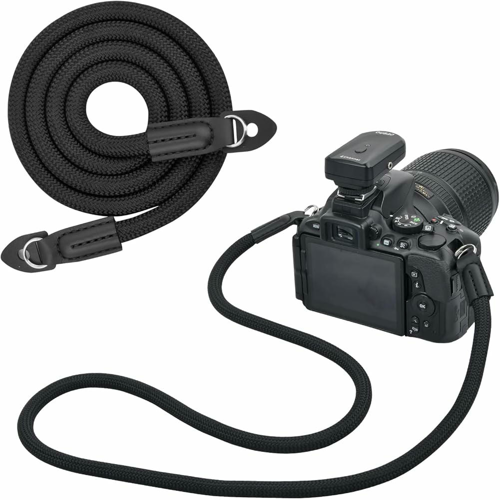 Correa para cámara negra de nylon de 100 cm, correa para hombro compatible con cámaras de diferentes marcas, diseño versátil y duradero