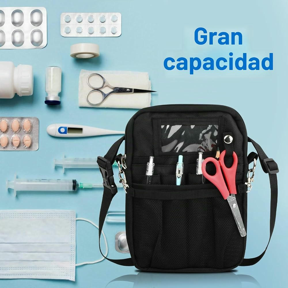 Riñonera para Enfermeras, Bolsa de Trabajo con Cinturón para Accesorios Médicos (Negro) - No incluye accesorios