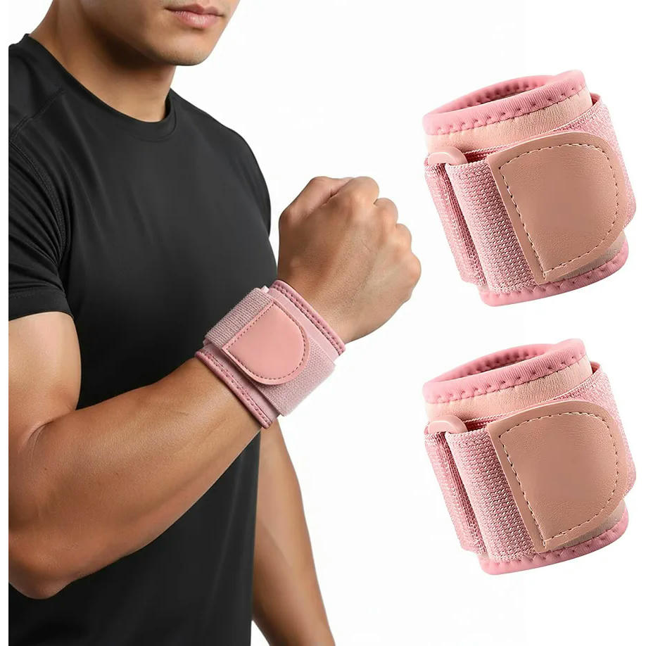 Muñequeras ajustables para entrenamiento de fuerza, 2 piezas de protección para muñecas, diseño transpirable, adecuadas para uso diario y deportivo (Rosa)