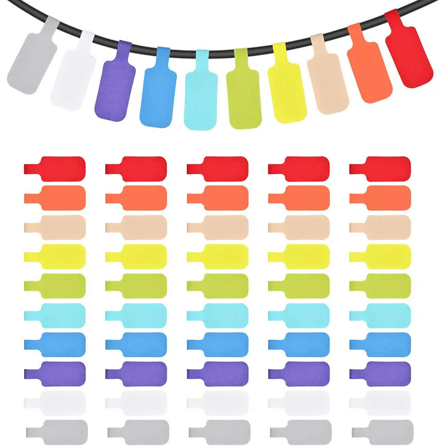 Reusable Cable Labels, 50 Nylon Markers in 10 Bright Colors for Cable Organization (Multicolor)