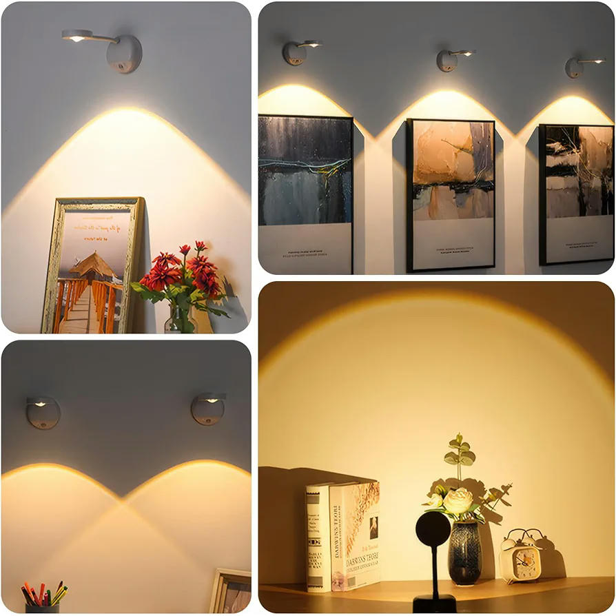 Aplique LED de Pared con Sensor de Movimiento y Carga USB, Luz Regulable para Interiores (Blanco)