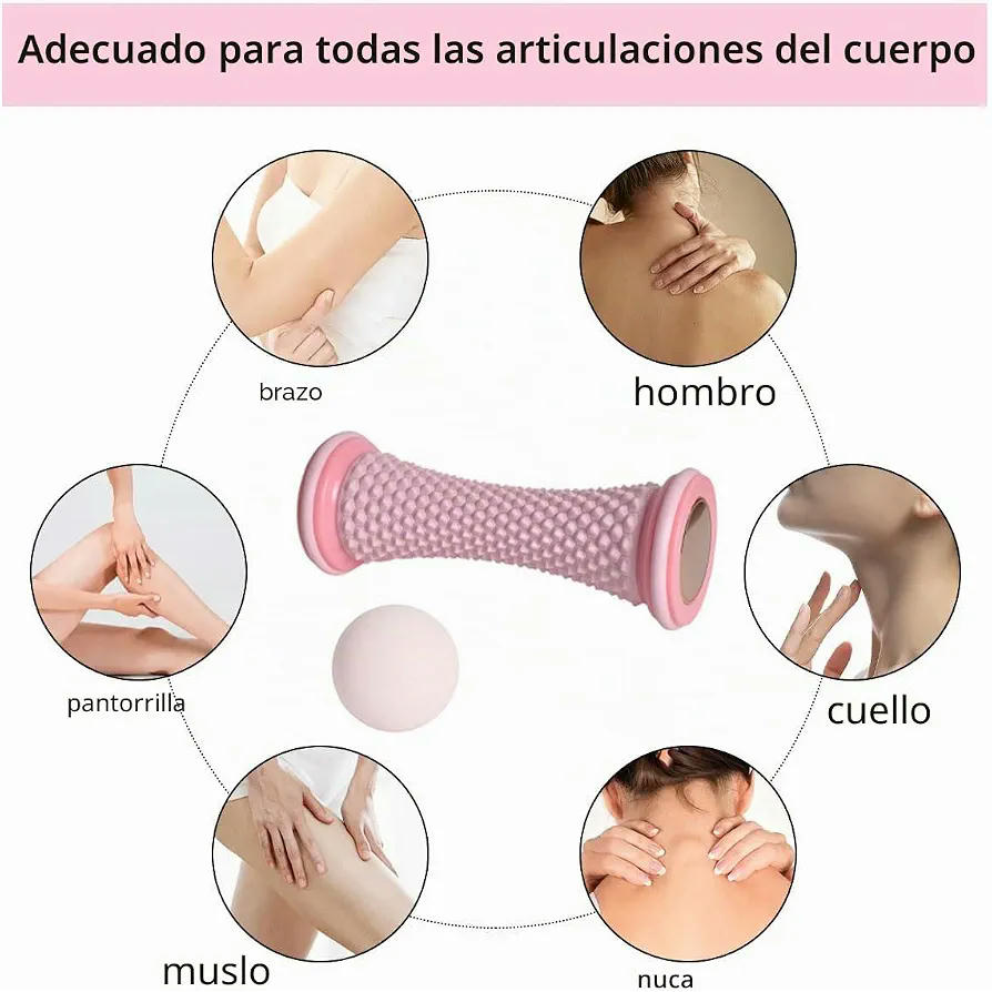 Juego de 2 Rodillos de Masaje para Aliviar la Fascitis Plantar y Relajar los Pies (Rosa)