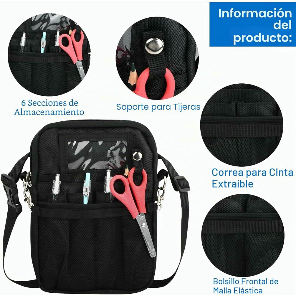 Riñonera para Enfermeras, Bolsa de Trabajo con Cinturón para Accesorios Médicos (Negro) - No incluye accesorios