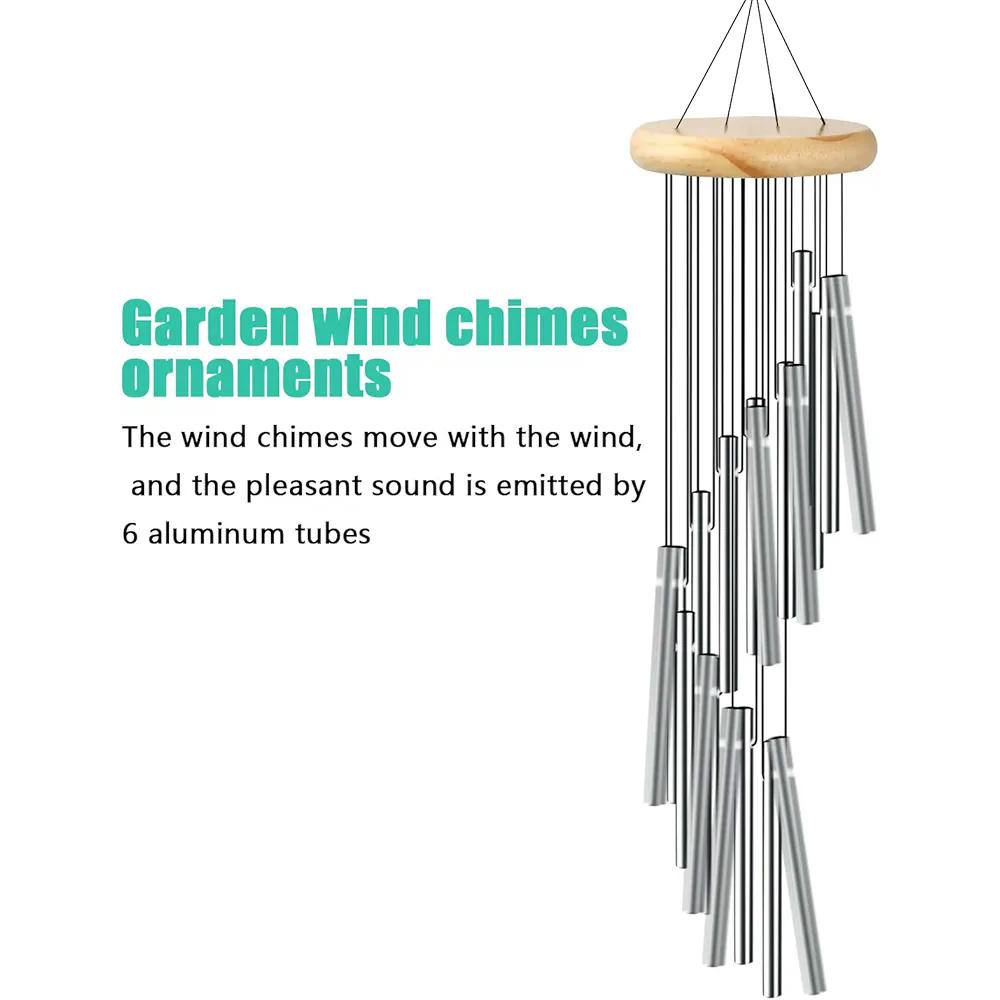 Campana de Vent de Metall, Carilló de Vent Exterior, 12 Tubus d'Alumini, Decoració per a Jardins i Balcons, Ideal per a Llars, Color Platejat