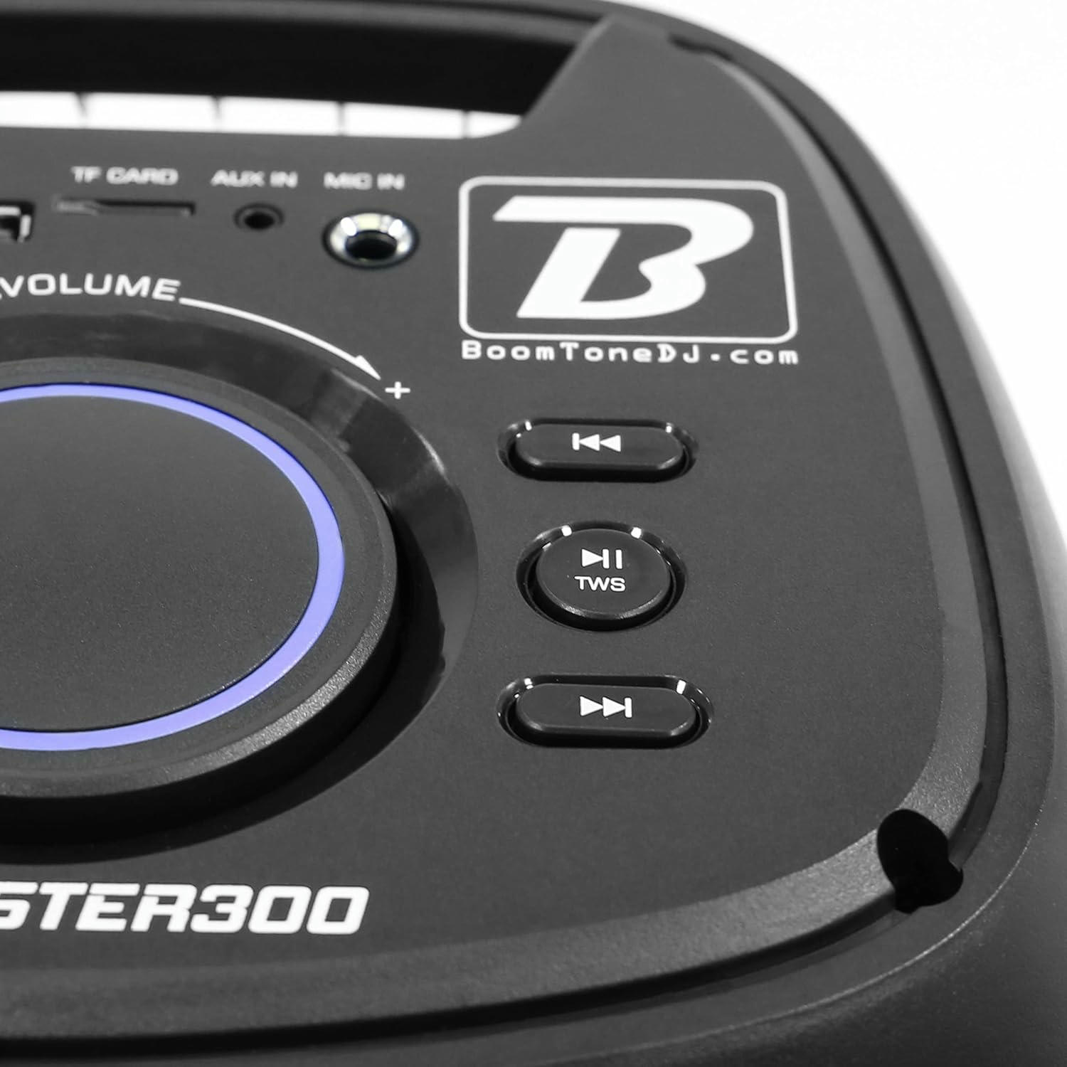 BoomTone DJ Boomaster 300 Altavoz Bluetooth luminoso LED portátil potente 250W, Altavoz Karaoke, Bluetooth inalámbrico, TWS, Recargable USB, sintonizador, lector USB/tarjeta SD.