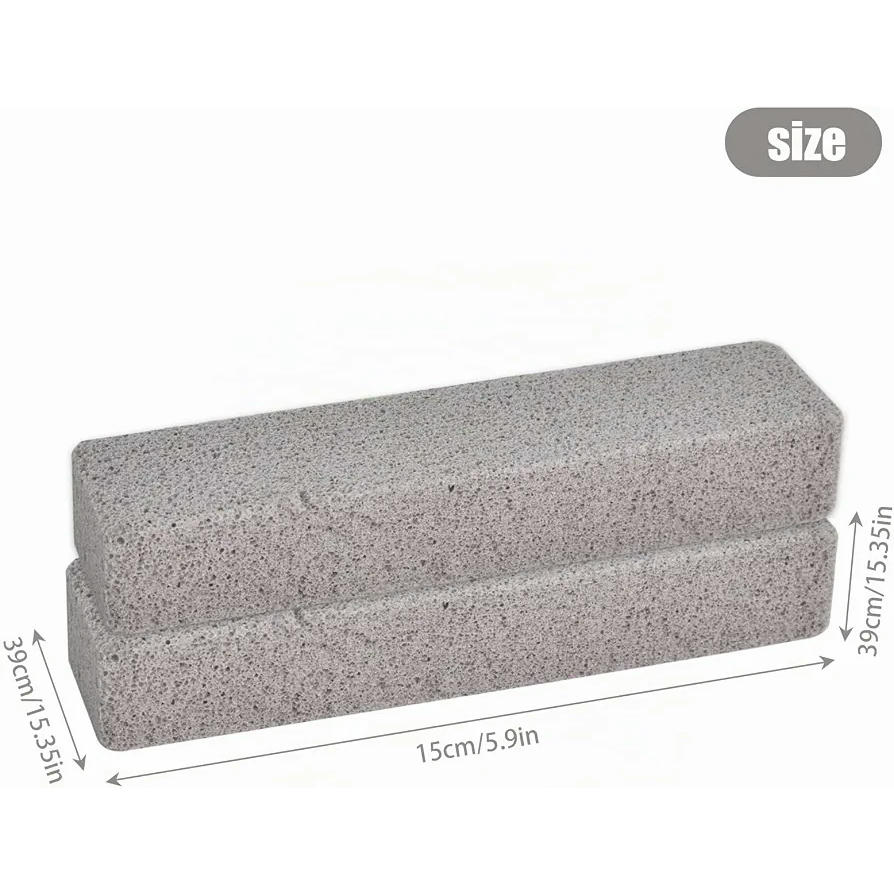 Paquete de 4 Limpiadores de Piedra Pómez para Barbacoa y Hogar, 15 x 3,5 x 2,5 cm (Gris)