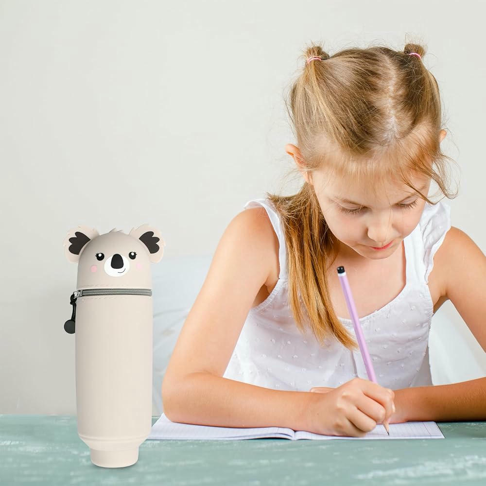 Estuche Telescópico de Silicona con Diseño de Animales, Ideal para Lápices y Bolígrafo