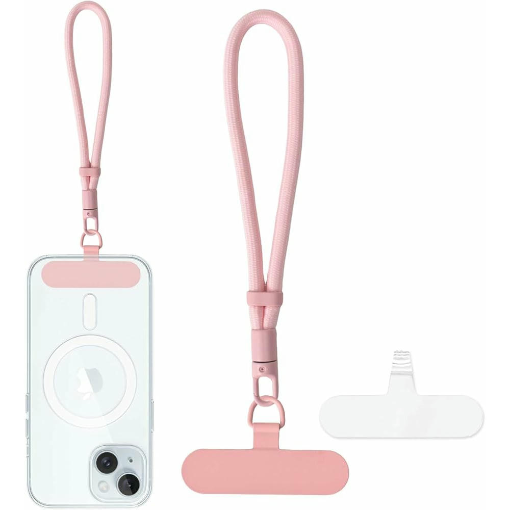 Cordón Universal para Teléfono Móvil Giratorio 360 Grados, Cordón de Aleación de Aluminio Rosa, Antipérdida, Compatible con Teléfonos Inteligentes