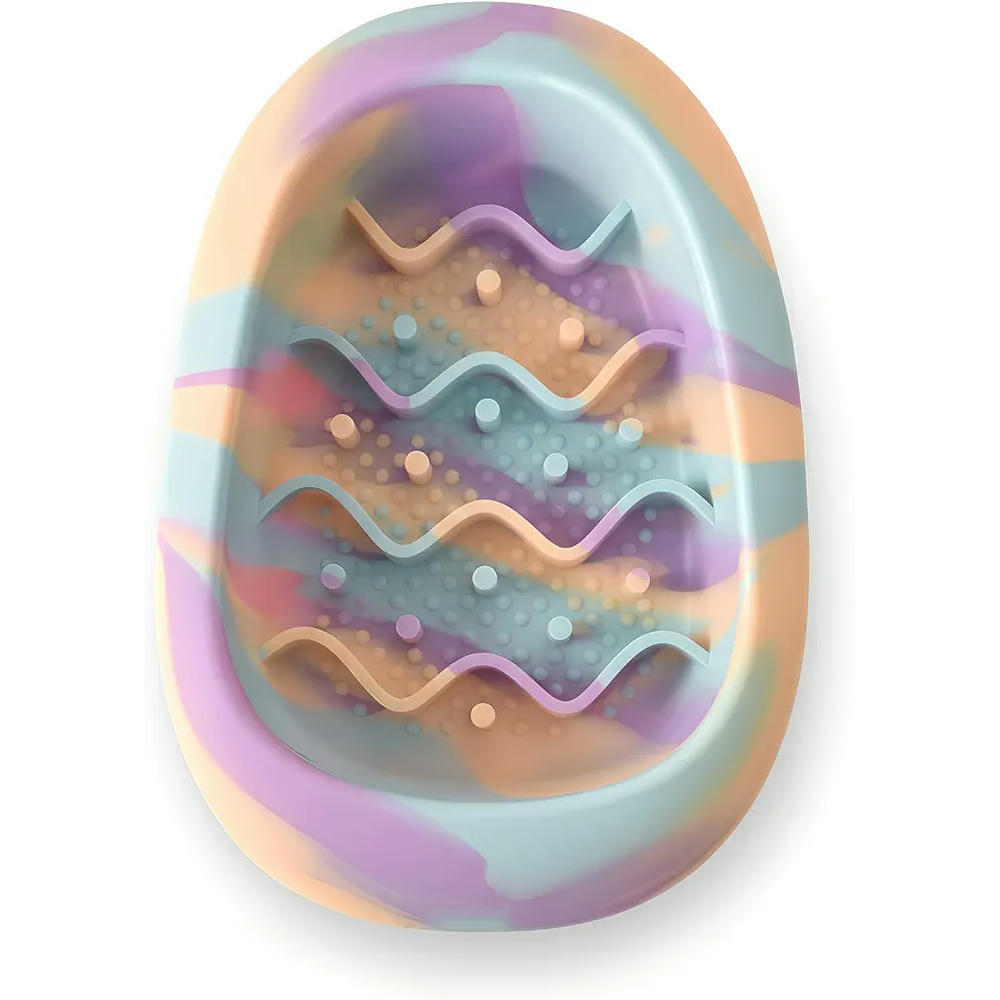 Comedero Antivoracidad de Silicona para Mascotas - Diseño Antideslizante y Saludable (Multicolor Arcoíris)