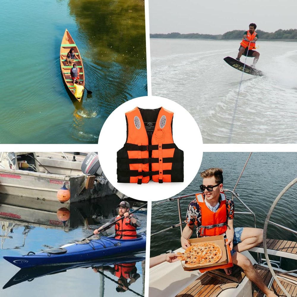 WOREVA Chaleco de Flotabilidad para Adultos, Armilla para Deportes Acuáticos, Transpirable y Seguro, Ideal para Natación, Rafting y Paddle Surf (Color Naranja) - Talla XL