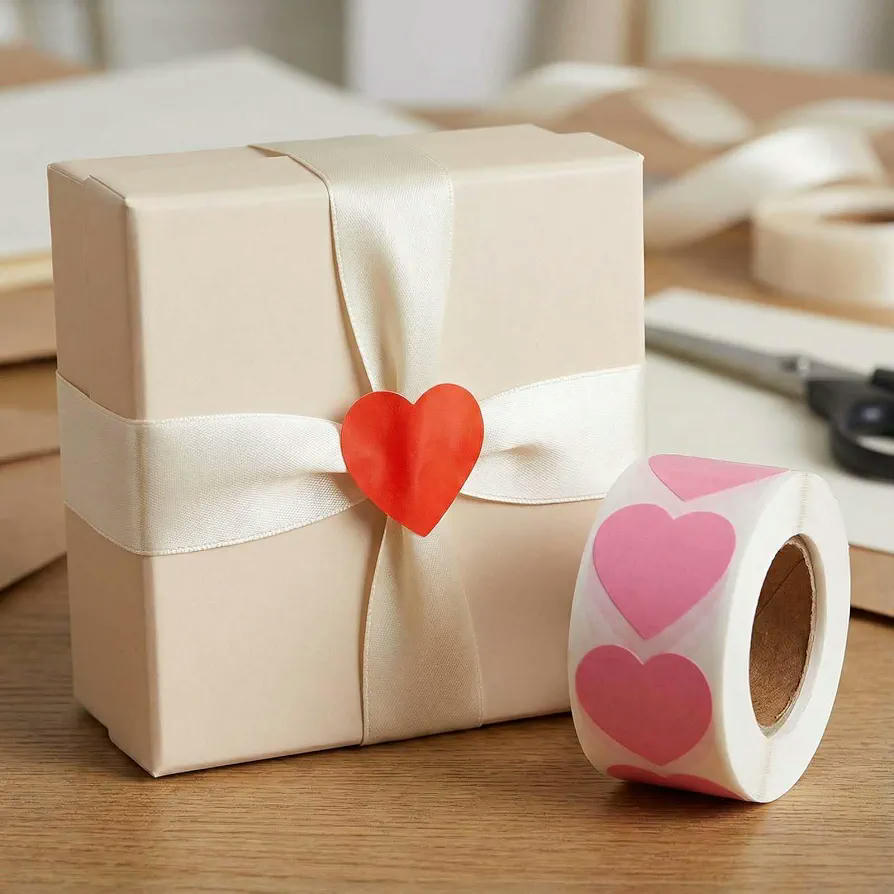 4 Rollos de Pegatinas Autoadhesivas en Forma de Corazón, 500 Unidades por Rollo, Variados Colores para Decoración (Multicolor)