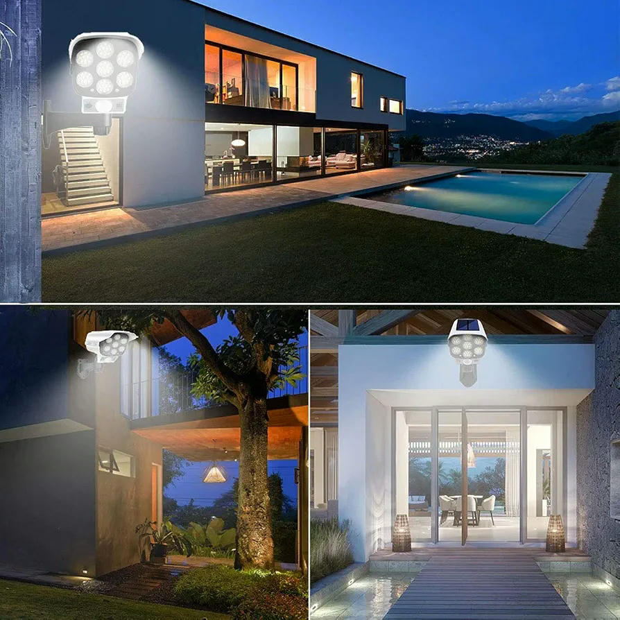 Luz Solar LED Al Aire Libre con Sensor de Movimiento y 77 LEDs para Seguridad de Jardín