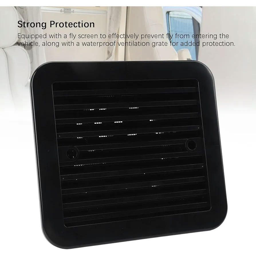 Ventilador de ventilación lateral para caravana, modelo 24V, extractor silencioso para vehículos recreativos, ideal para cocinas y baños, color negro