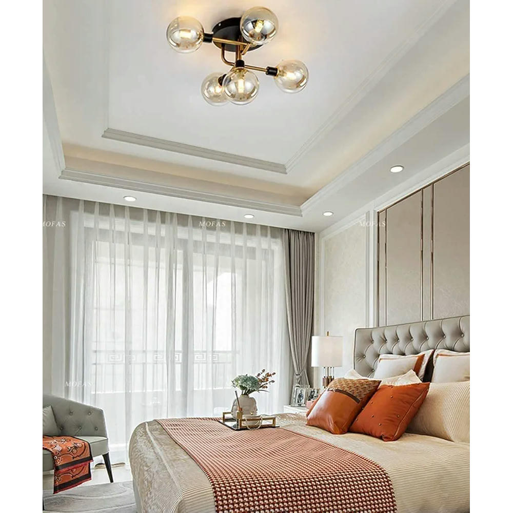 Lámpara de araña LED Sputnik, colgante de techo estilo industrial, 5 luces, moderno, accesorios de iluminación nórdica, ideal para sala de estar